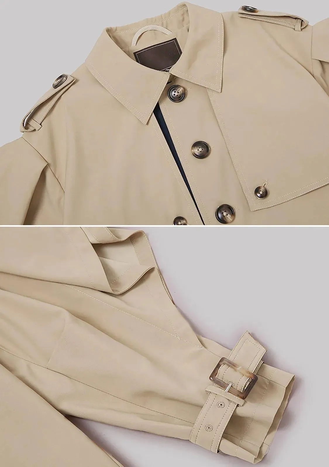 Colorblock Single Breasted Light Trench Coat