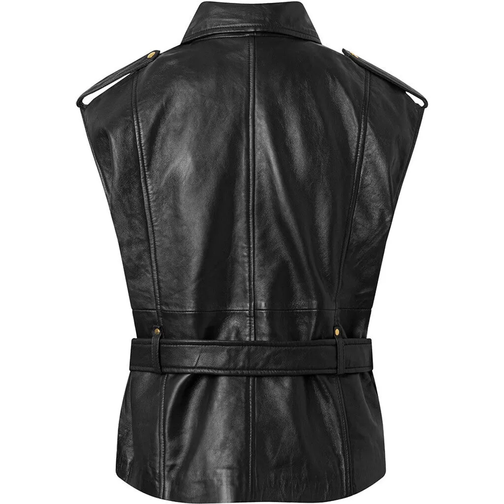 Cool Tess biker leather vest / 50954 - Black (Nero)