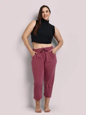 Cotton Capris For Women - Half Capri Pants - MAUVE