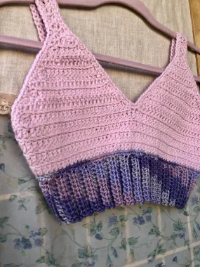 Crochet Crop Top Crochet Halter Bralette -Two Tone - Pink Purple