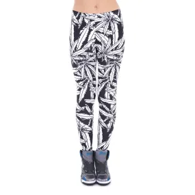 Dank Master Black & White Weed Leaf Leggings