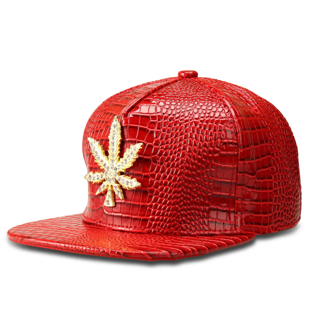 Dank Master Gold Weed Leaf Snapback - Red