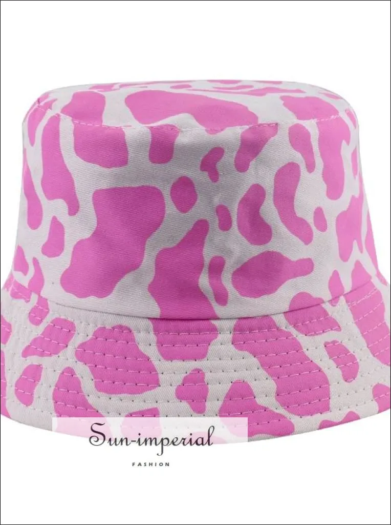 Dollar Print Reversible Black White Cow Pattern Women Bucket Hat