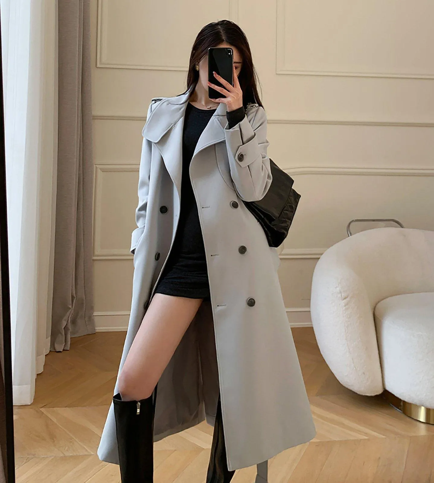 Double Breasted Belted Trench Coat