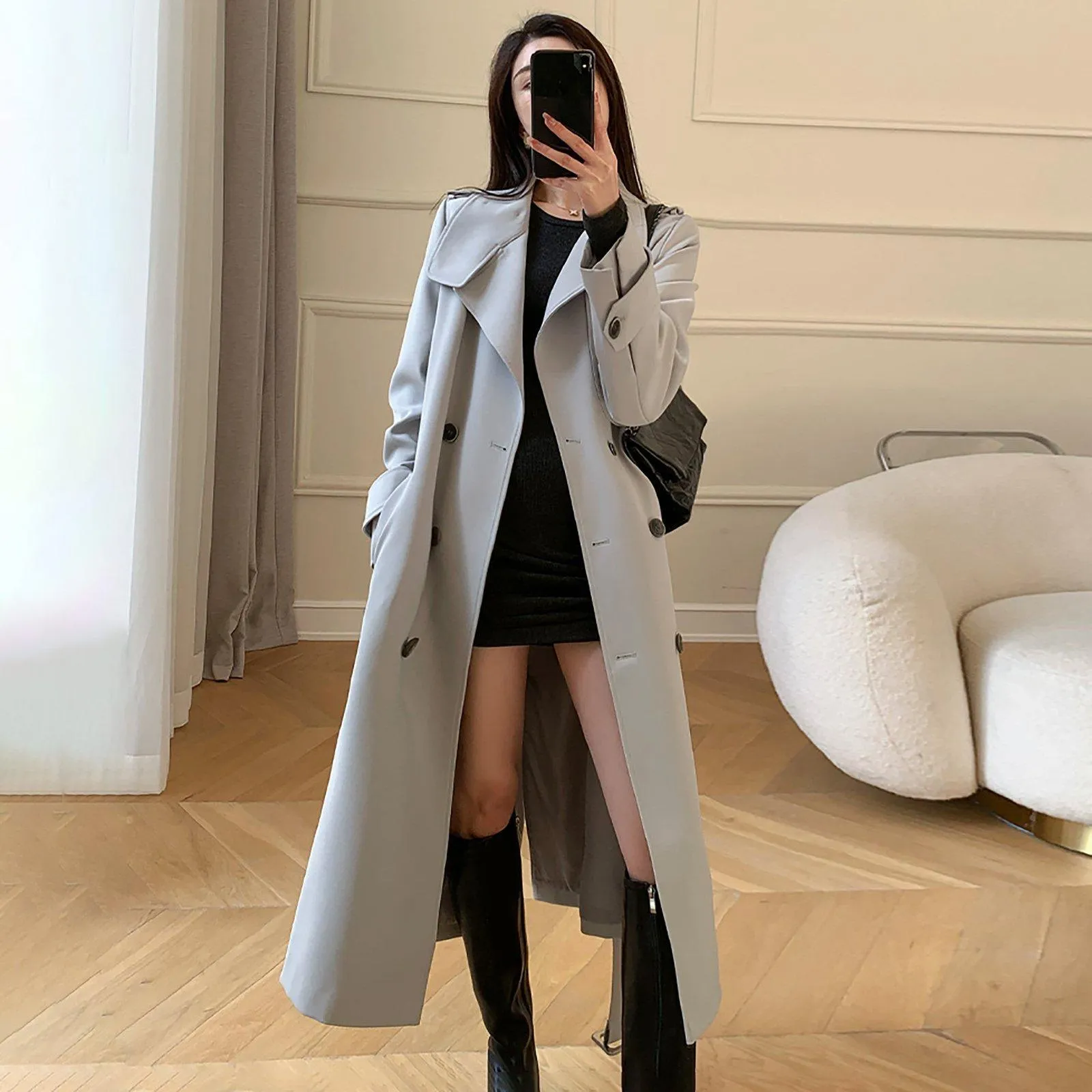 Double Breasted Belted Trench Coat