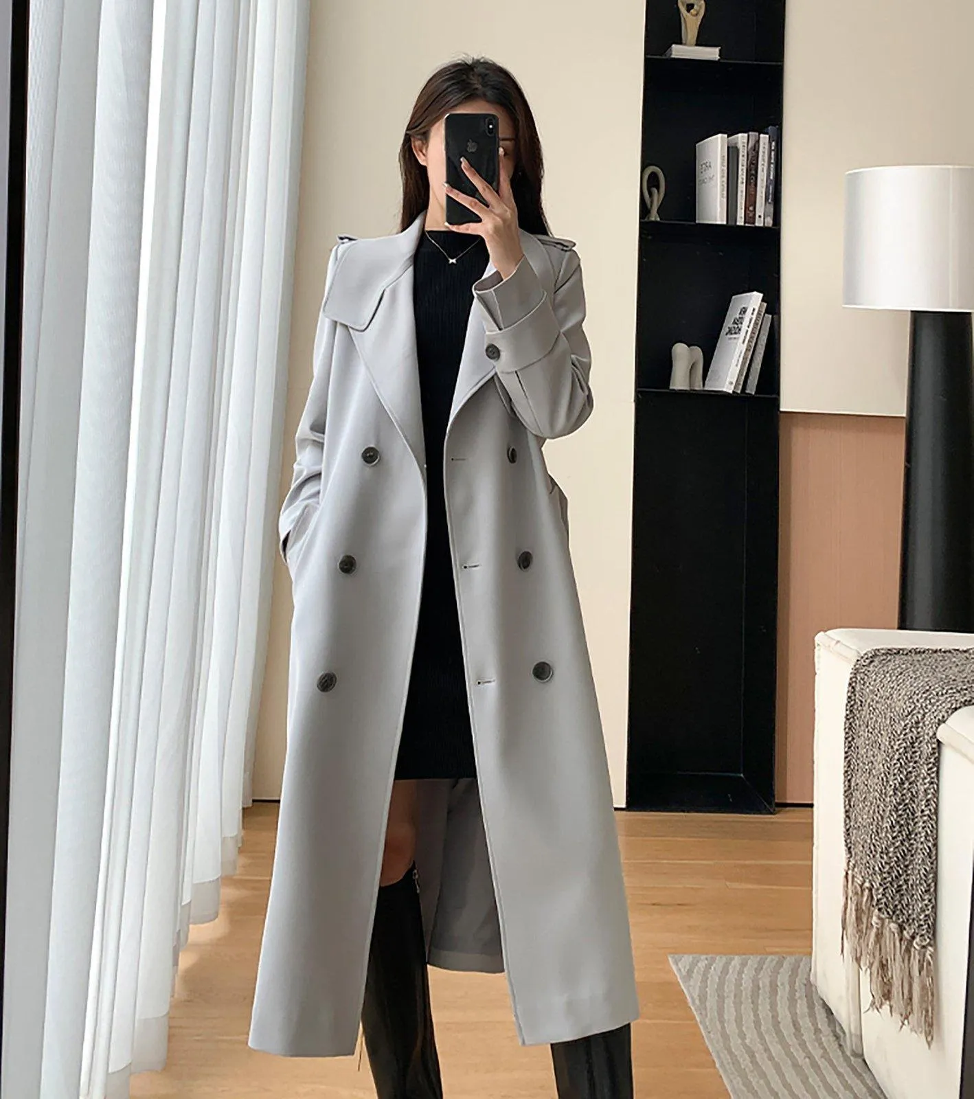 Double Breasted Belted Trench Coat