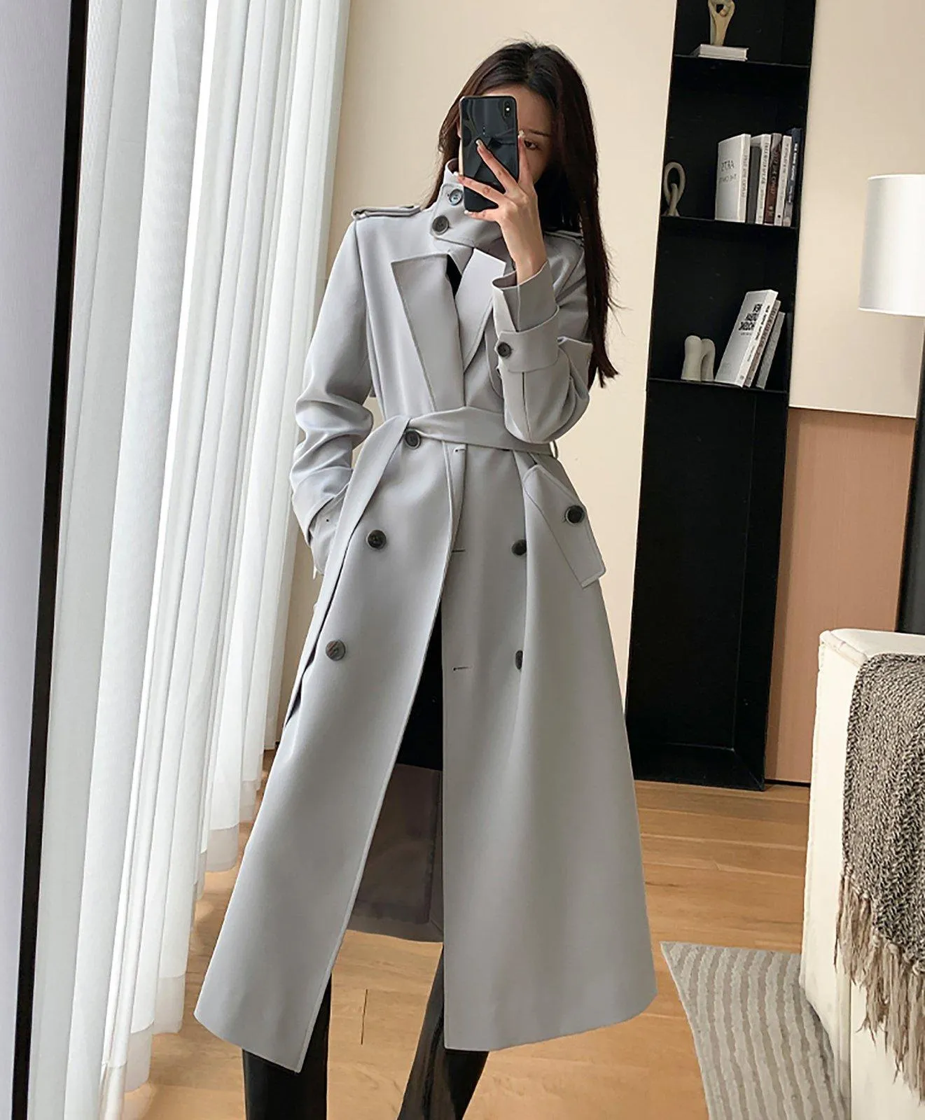 Double Breasted Belted Trench Coat