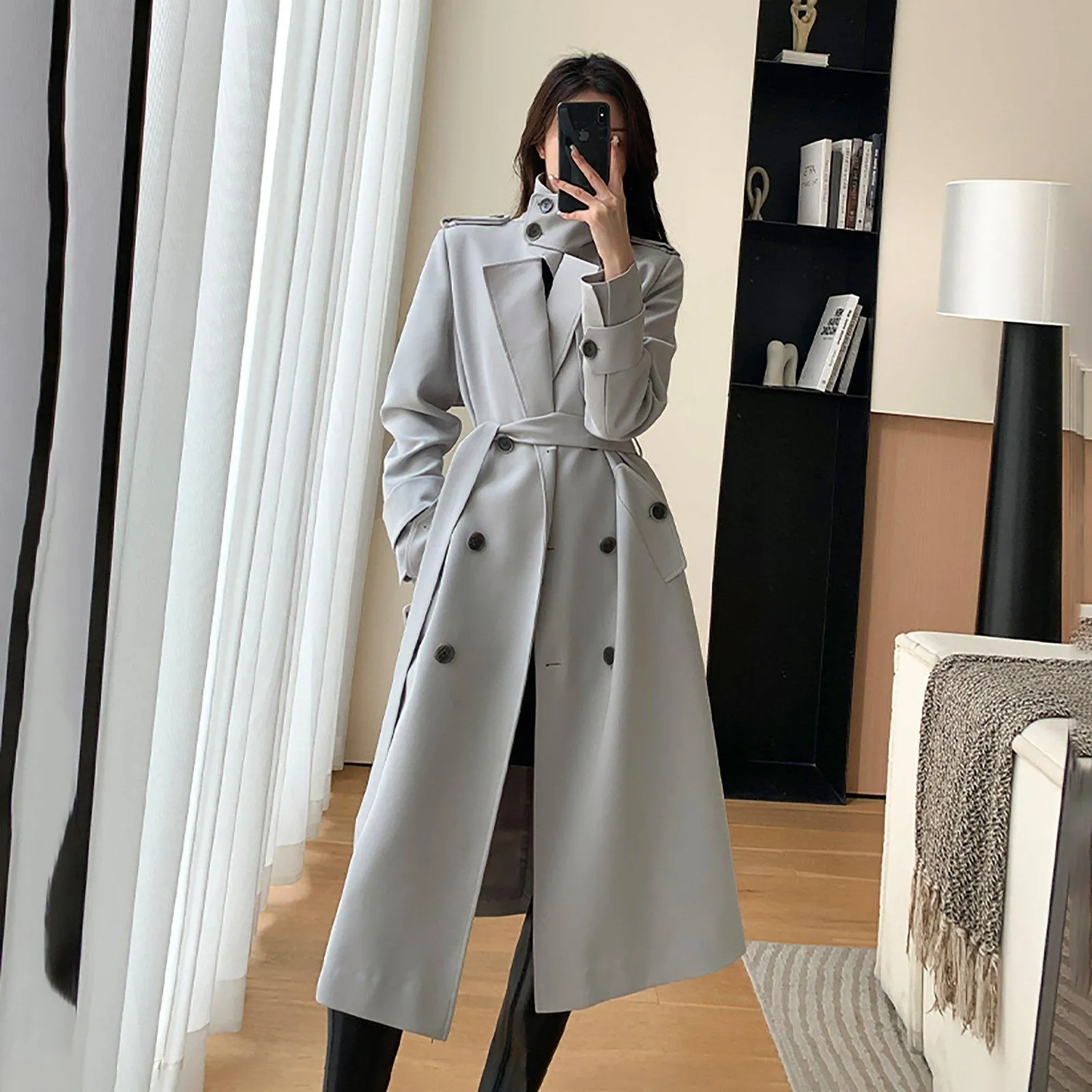 Double Breasted Belted Trench Coat