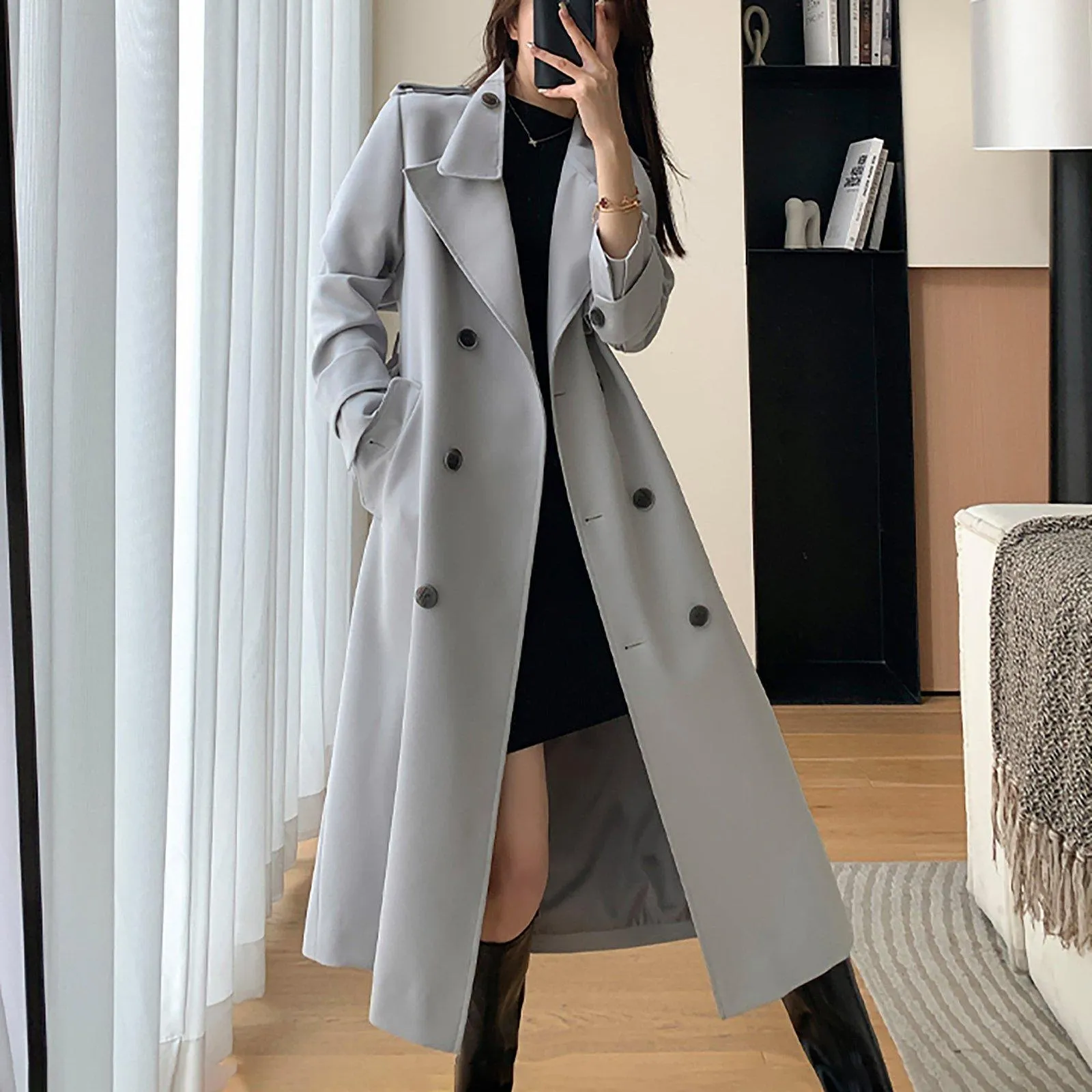 Double Breasted Belted Trench Coat