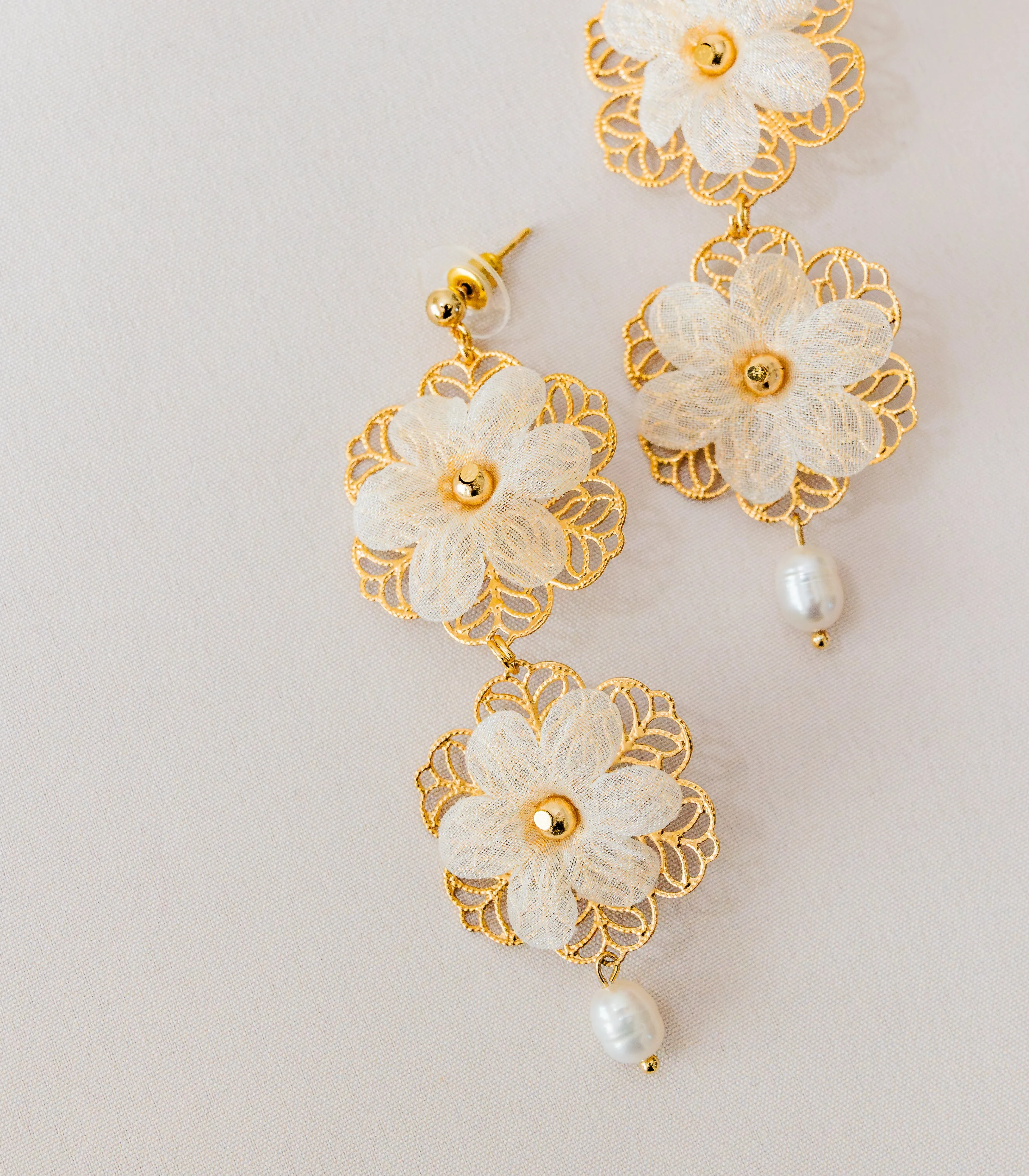 Double Drop Lila Pearl Earrings