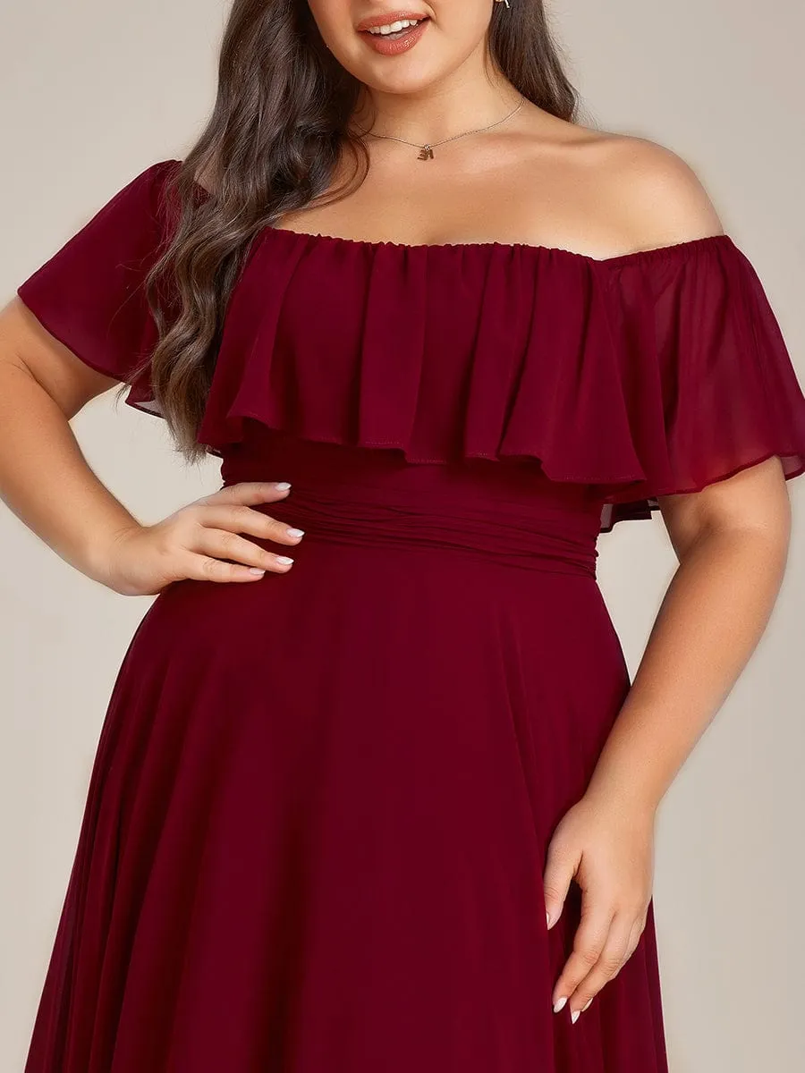 Elegant Chiffon High-Low Off The Shoulder Bridesmaid Dress