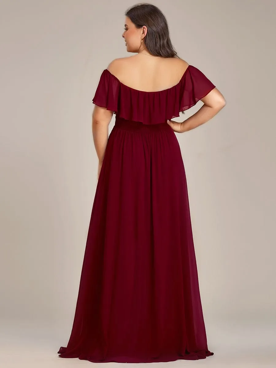 Elegant Chiffon High-Low Off The Shoulder Bridesmaid Dress