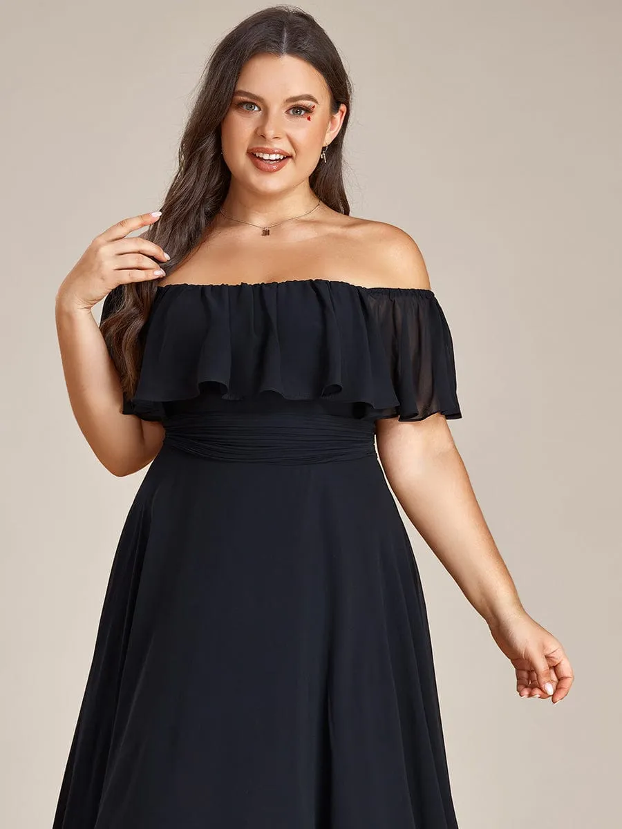 Elegant Chiffon High-Low Off The Shoulder Bridesmaid Dress