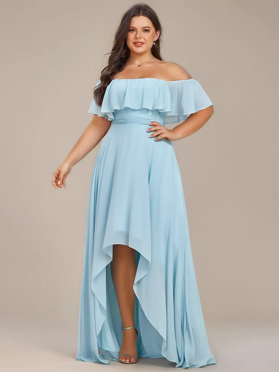 Elegant Chiffon High-Low Off The Shoulder Bridesmaid Dress