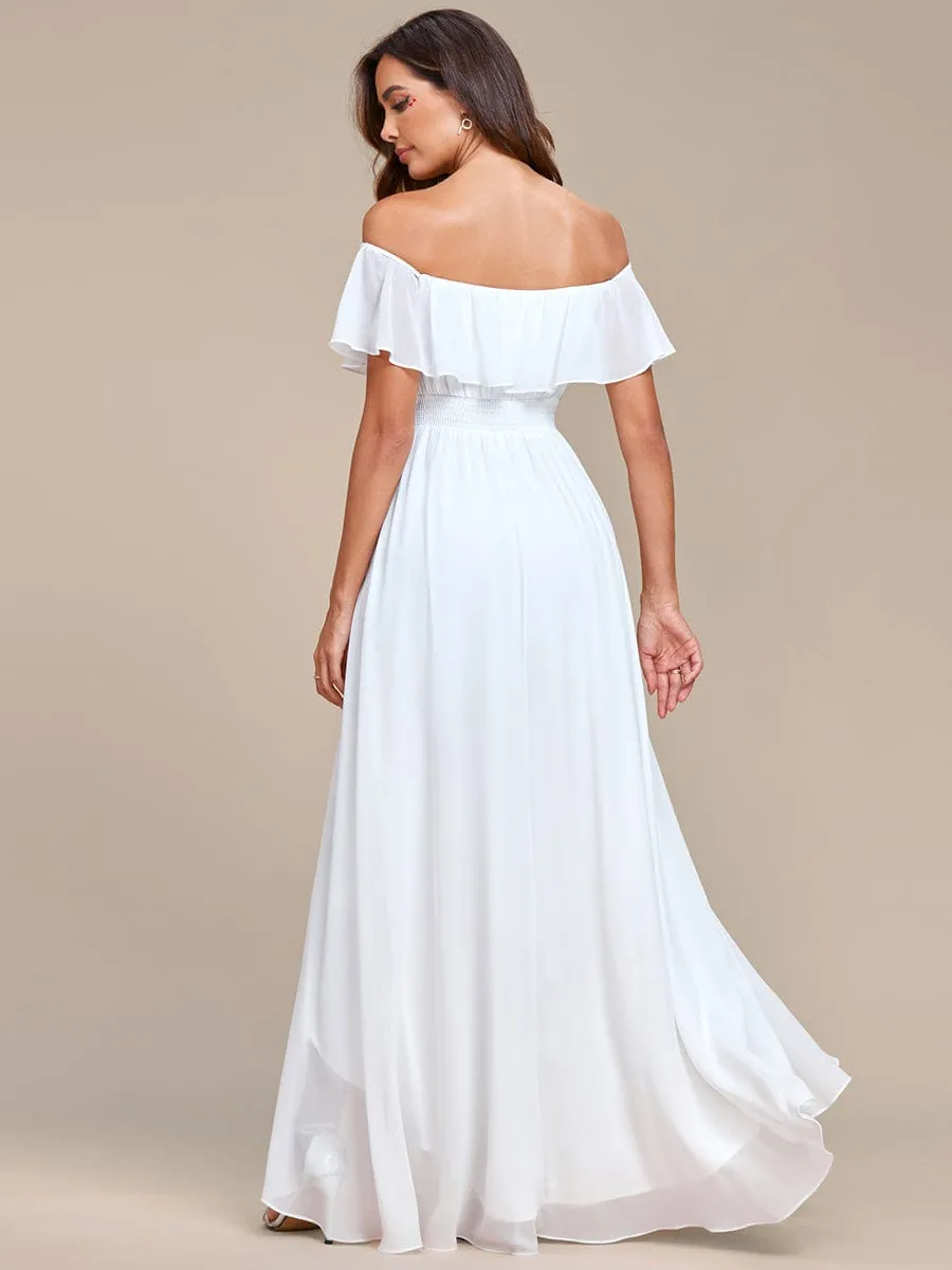 Elegant Chiffon High-Low Off The Shoulder Bridesmaid Dress