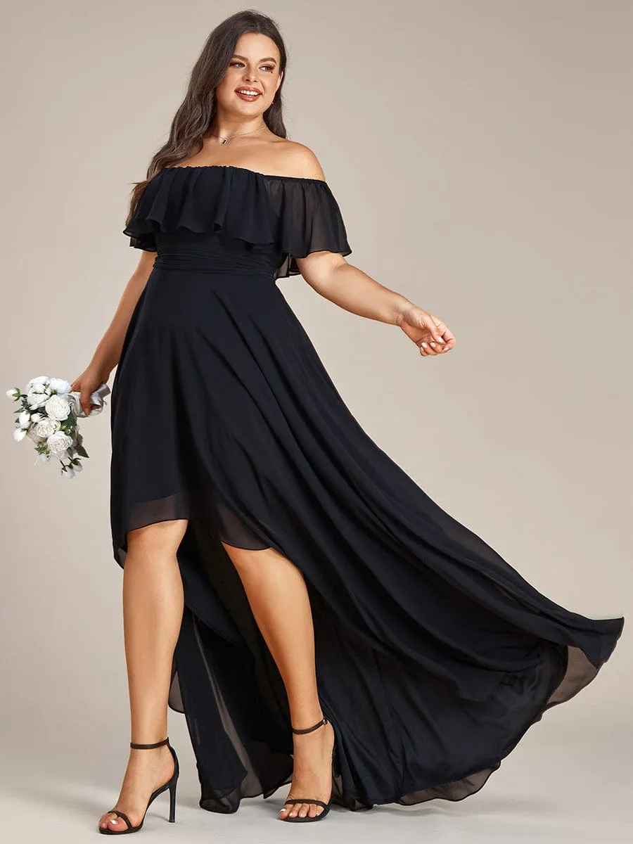 Elegant Chiffon High-Low Off The Shoulder Bridesmaid Dress