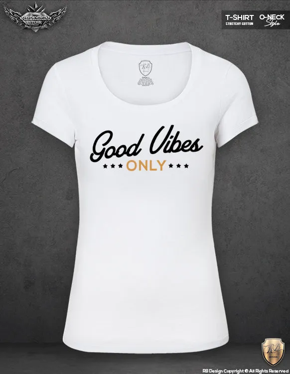 Good Vibes Only Ladies T-shirt  Summer Beach Top Stylish RB Design Tee Shirt WD233 Yellow