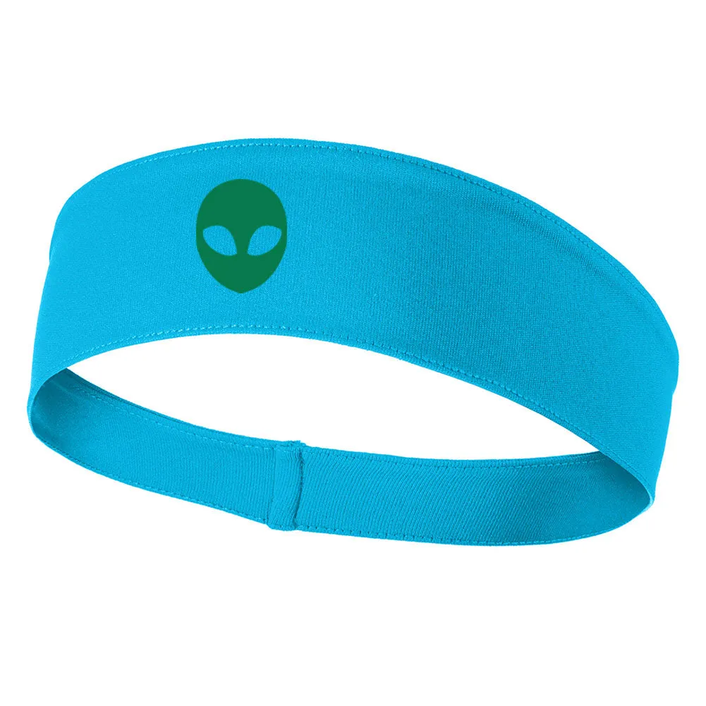 Green Alien Head Graphic Printed Moisture Wicking Headbands for Men and Women