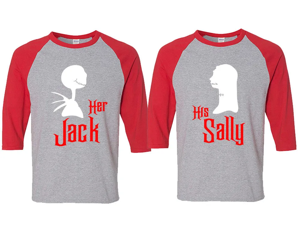 Her Jack His Sally Couple Baseball T Shirts, Matching Couple Baseball Shirts.