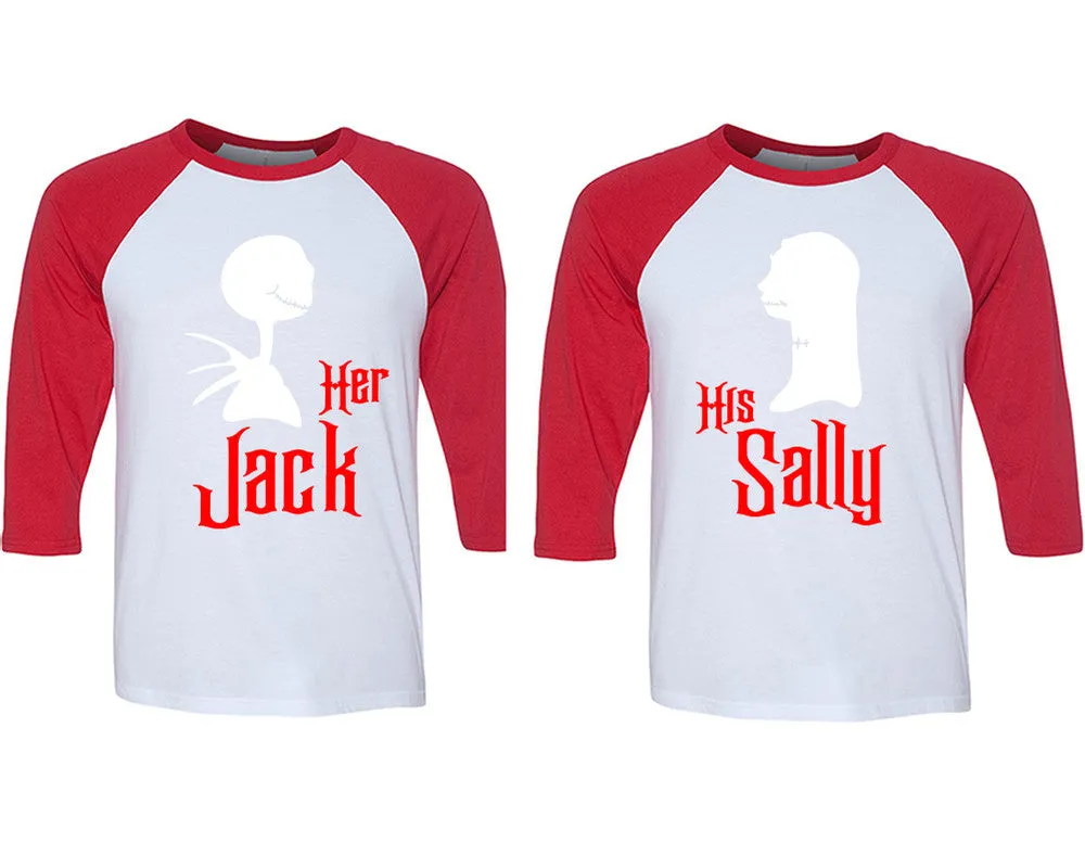 Her Jack His Sally Couple Baseball T Shirts, Matching Couple Baseball Shirts.