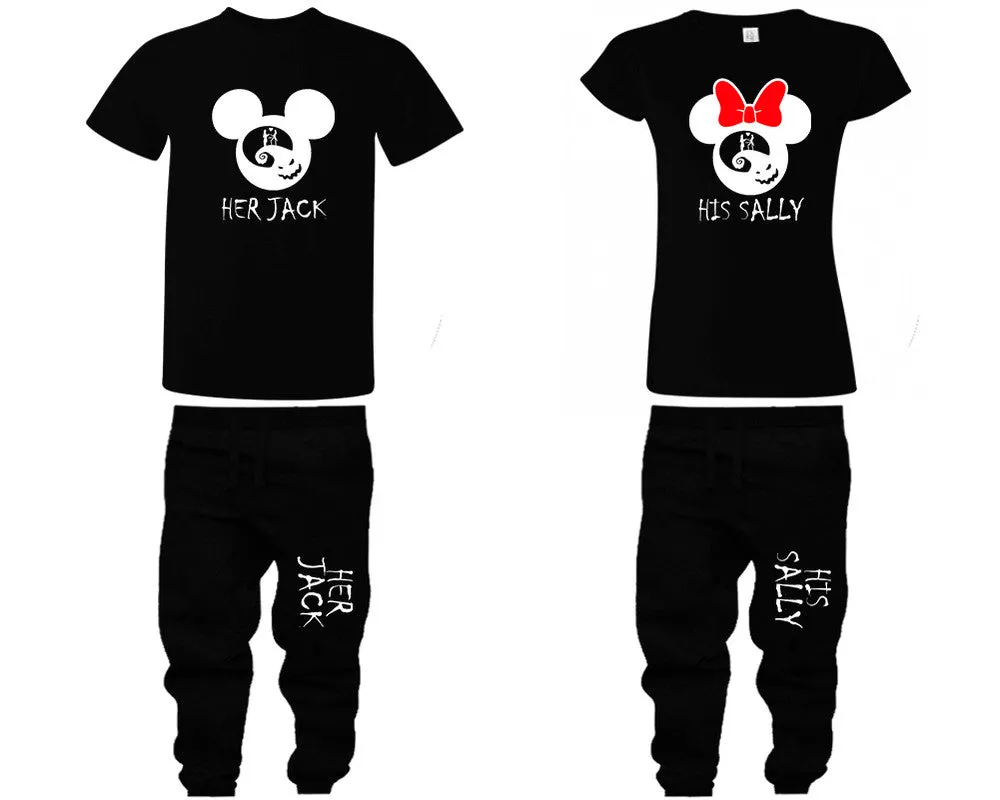 Her Jack His Sally Couple Matching T Shirts and Jogger Pants