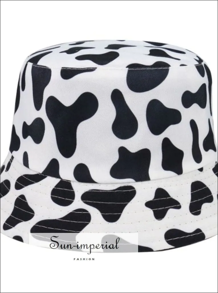 Hot Pink Paint Splash Print Reversible Black White Cow Pattern Women Bucket Hat