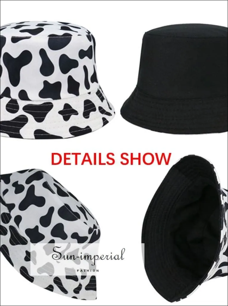 Hot Pink Paint Splash Print Reversible Black White Cow Pattern Women Bucket Hat