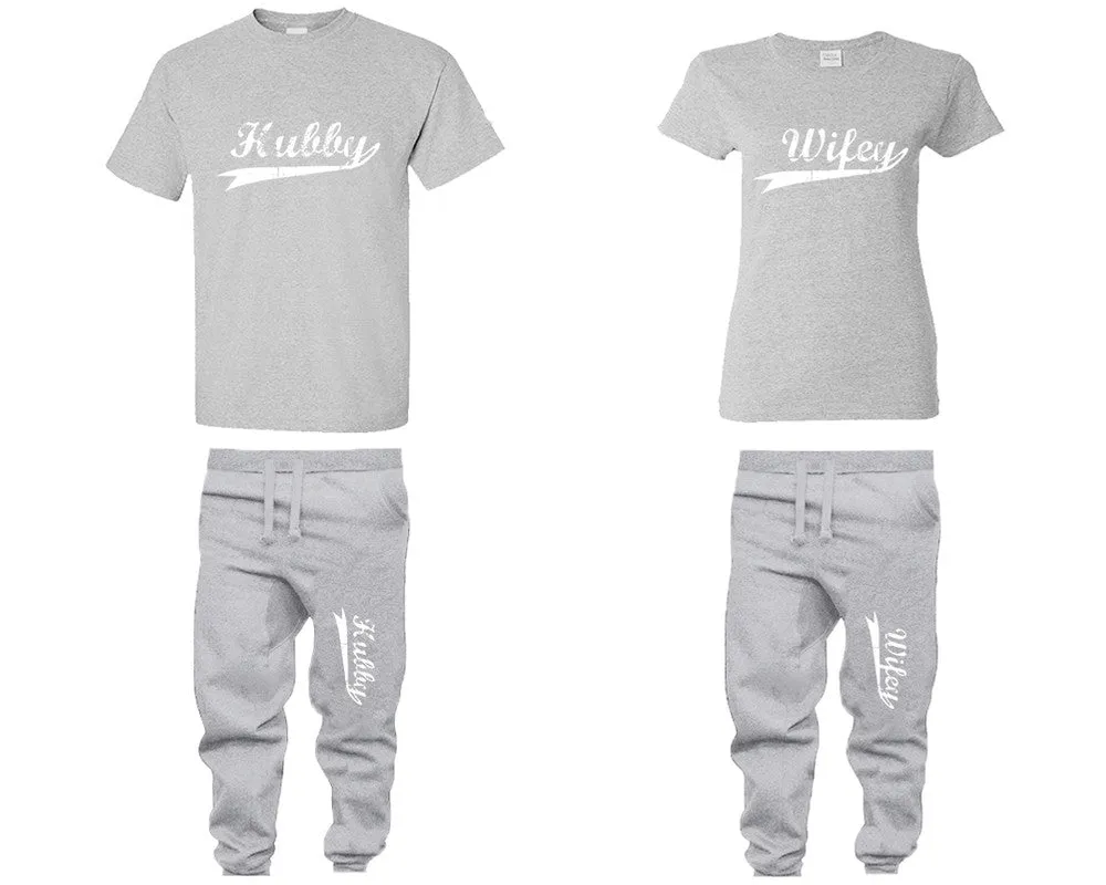 Hubby and Wifey Couple Matching Shirts and Jogger Pants, Shirt & Jogger Pants Top & Bottom Matching Set