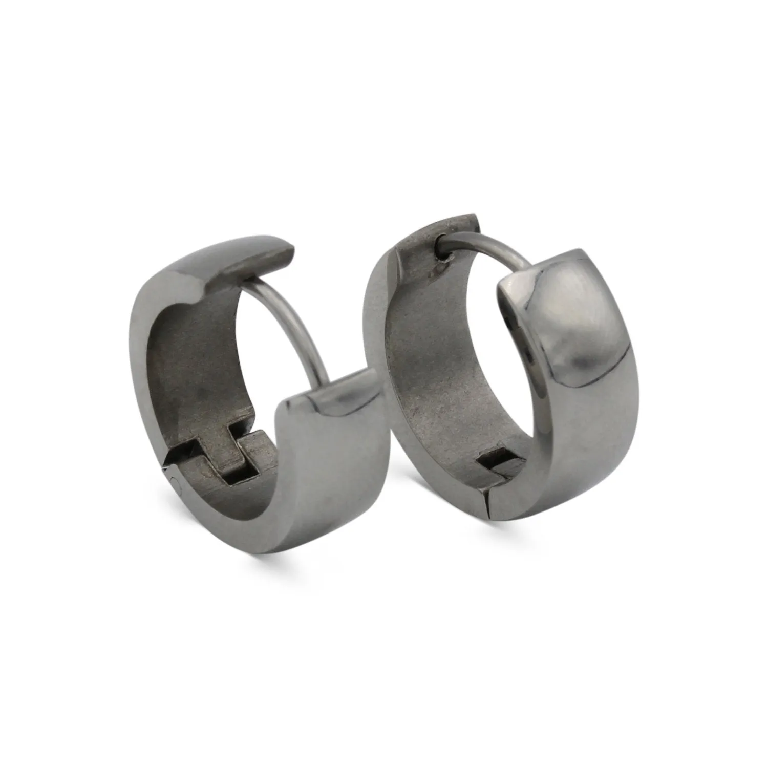 Huggie Hoop Earrings Stainless Steel Plain & Rounded Design