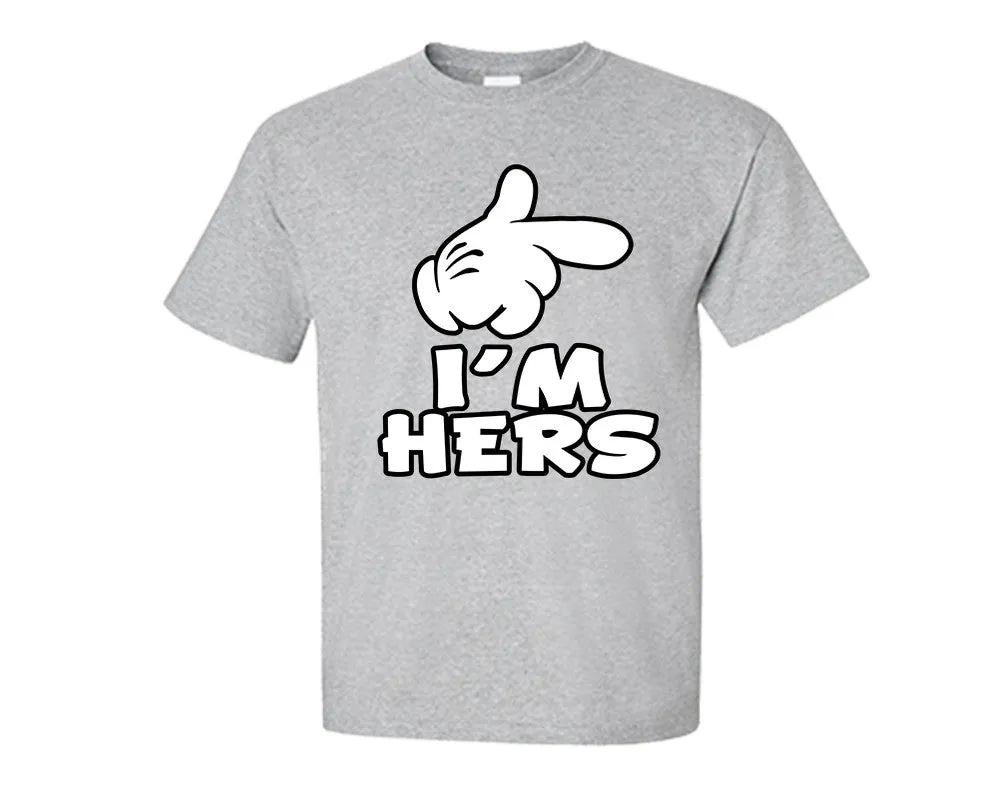 I'm Hers and He's Mine Couple Shirts and Kissing Mickey Jogger Pants, Top & Bottom Sets