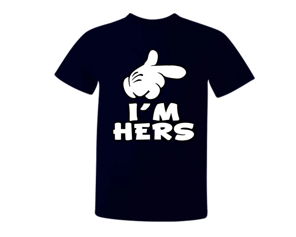 I'm Hers and He's Mine Couple Shirts and Kissing Mickey Jogger Pants, Top & Bottom Sets