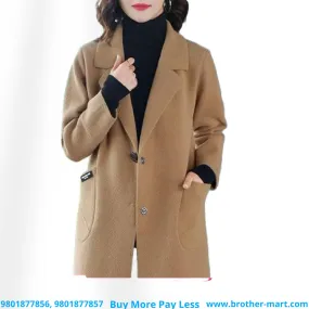 Ladies Long Sleeve  Coat Two Breasted Women Blazers Female Color Solid Long