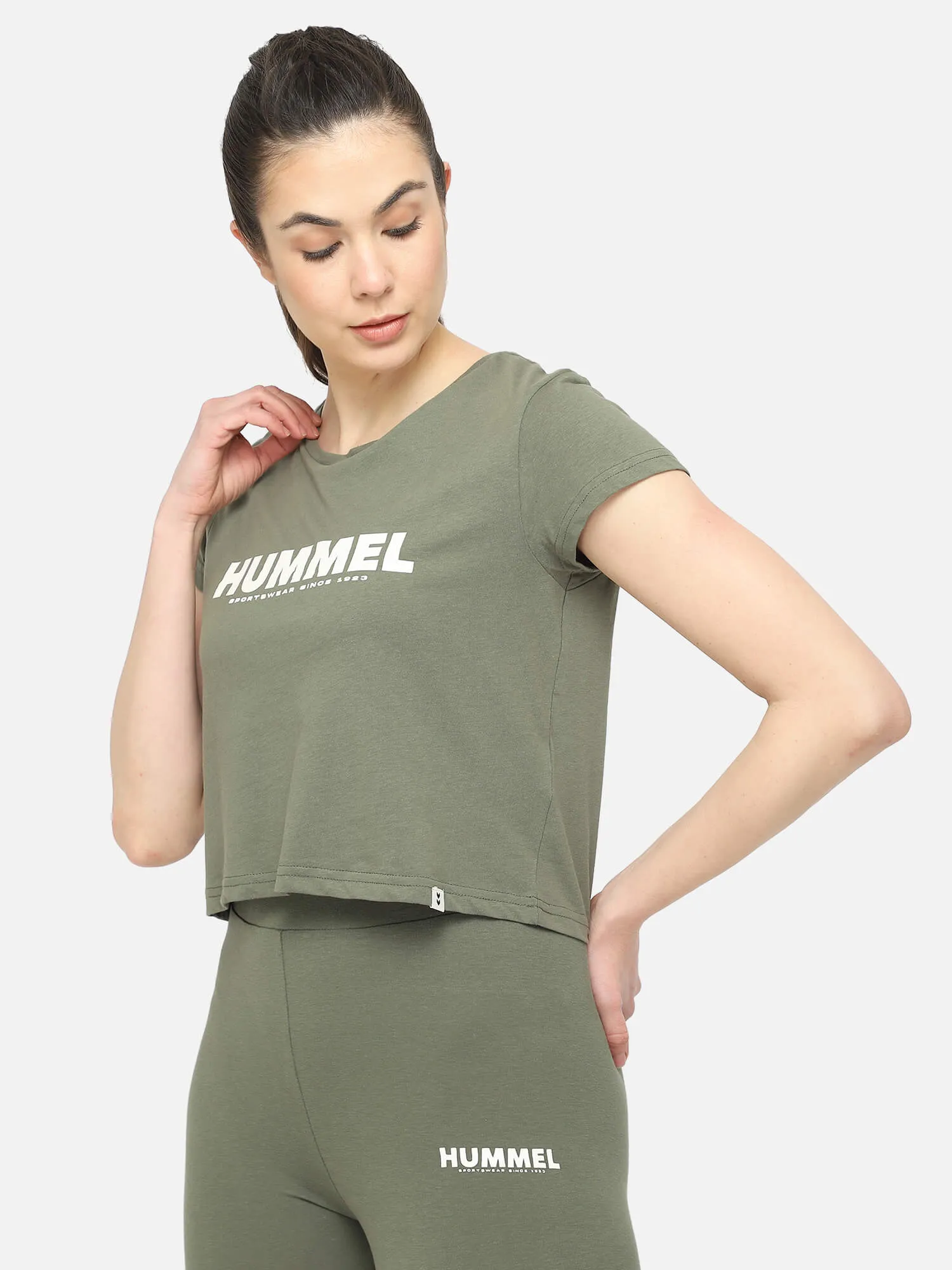 Legacy Women Cotton Green Cropped T-Shirt