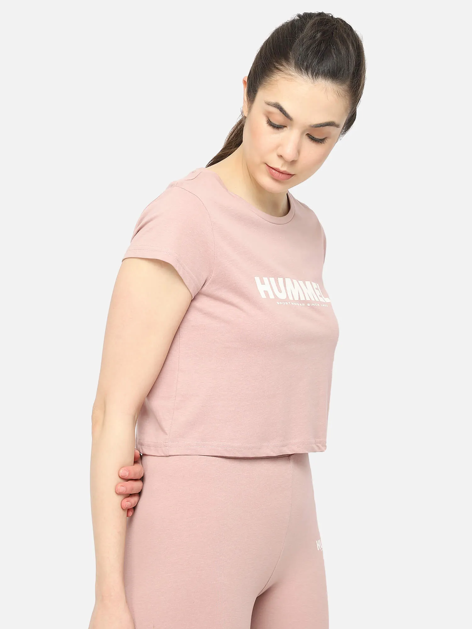 Legacy Women Cotton Pink Cropped T-Shirt