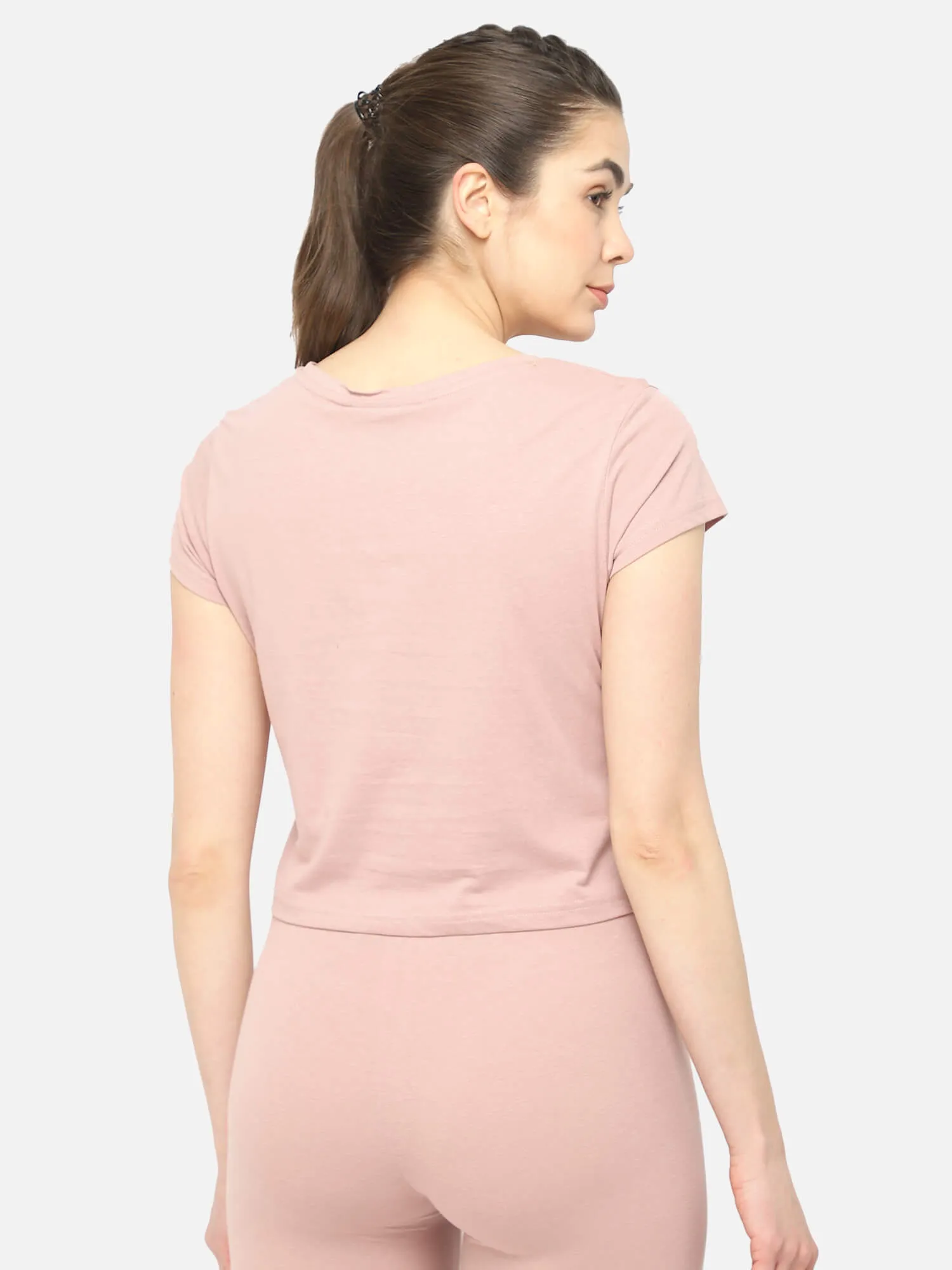 Legacy Women Cotton Pink Cropped T-Shirt