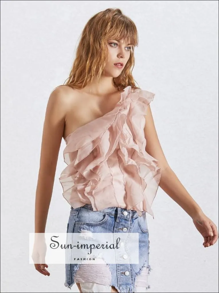 Lennon top - Women's top Ruffles One Shoulder Blouse