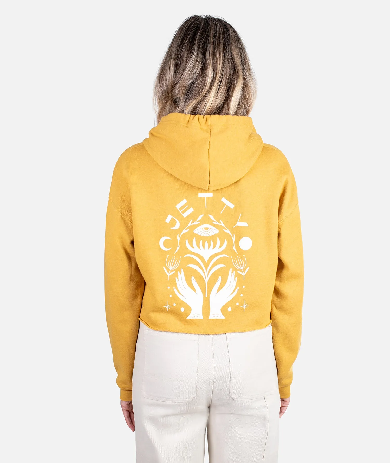 Live Slow Cropped Hoodie - Mustard