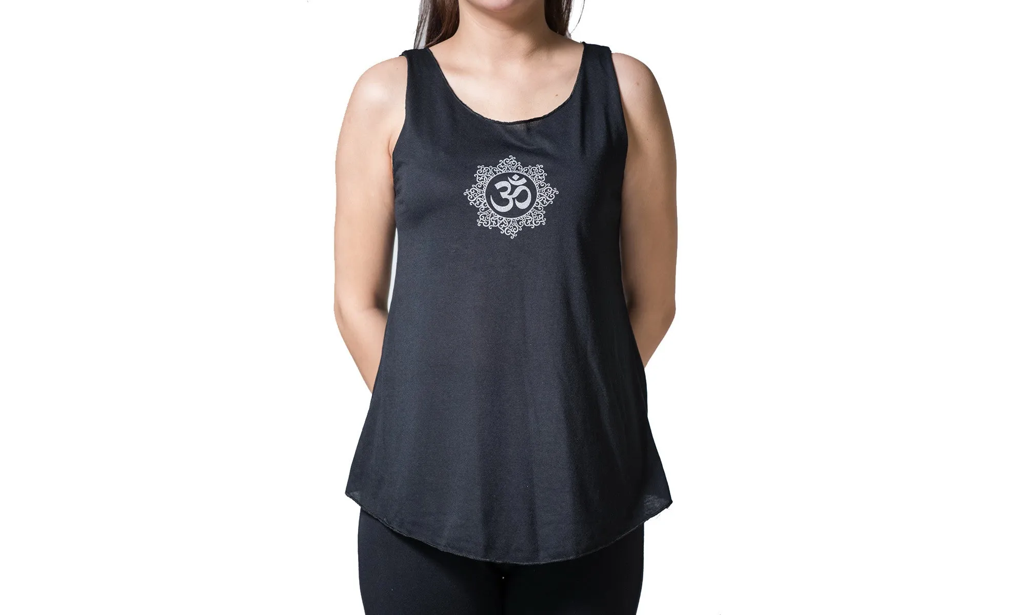 Loose Soft Vintage Style Women's Tank Tops Om Black