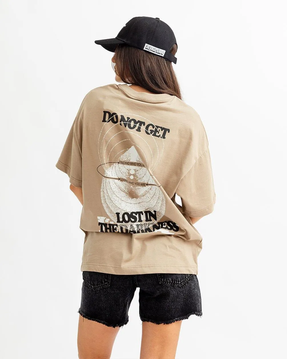 Lost In The Darkness Printed Oversized Tee