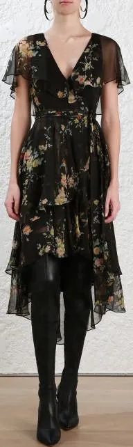 'Maples' Silk Wrap Dress