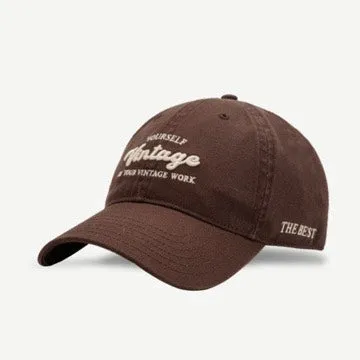 Men's and women's baseball caps embroidered with the word VINTAGE in high quality khaki fabric, Korean style unisex baseball cap embroider