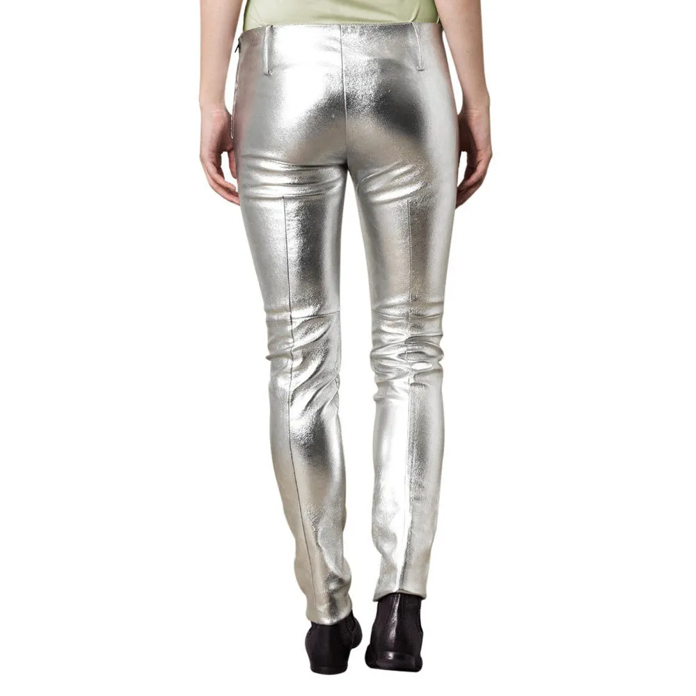 Mettalic Silver leather pants (style #19)