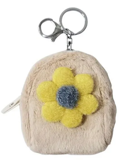 Mini Fluffy Backpack Style Key Chain Coin Purse Pouch Cash Bag Small Wallets Wallet Bags