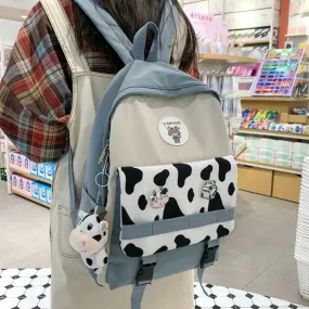 Moo Cow Large Canvas Backpacks – Women Travel Shoulder Bag Casual College Style Girls Backpack