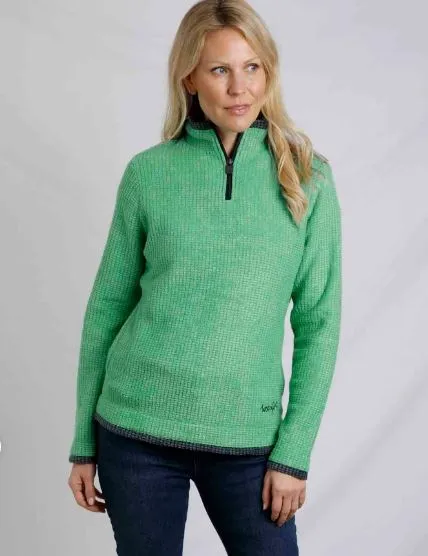 NEW Weird Fish Beye Eco 1/4 Zip Grid Fleece Grass Green