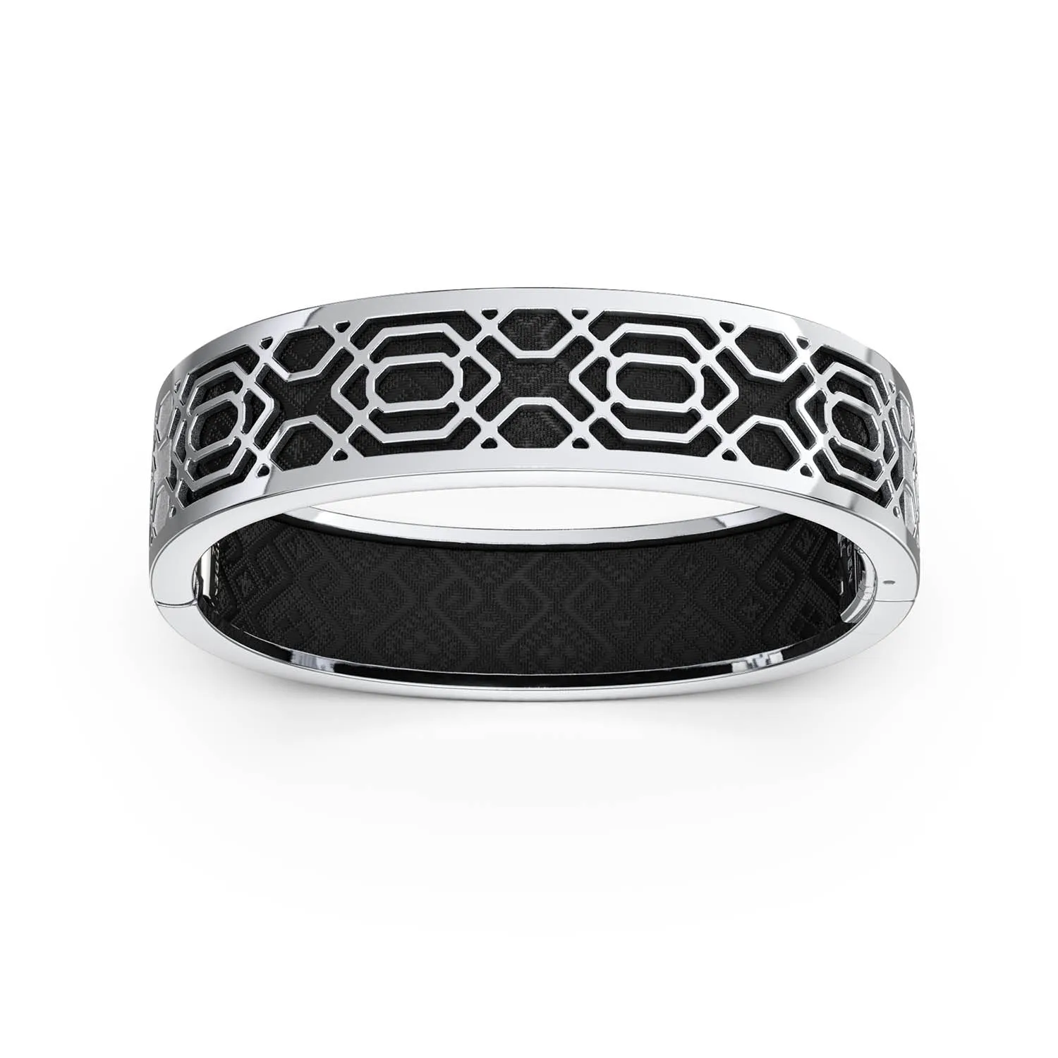 Peranakan Grace Bangle - Obsidian Black - Sterling Silver