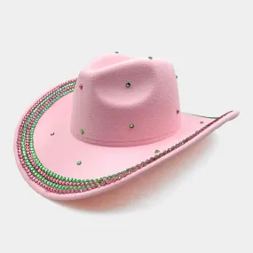 Pink and Green Bling Studded Cowboy Western Hat for Women