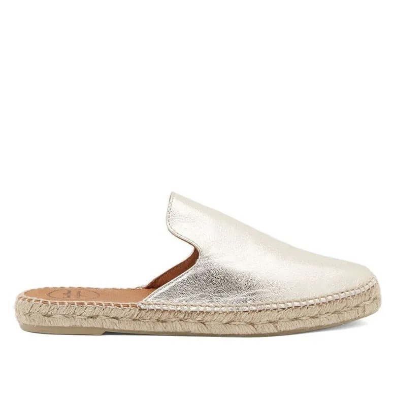 Plain Leather Mules Style Espadrille for Women - Ona-P