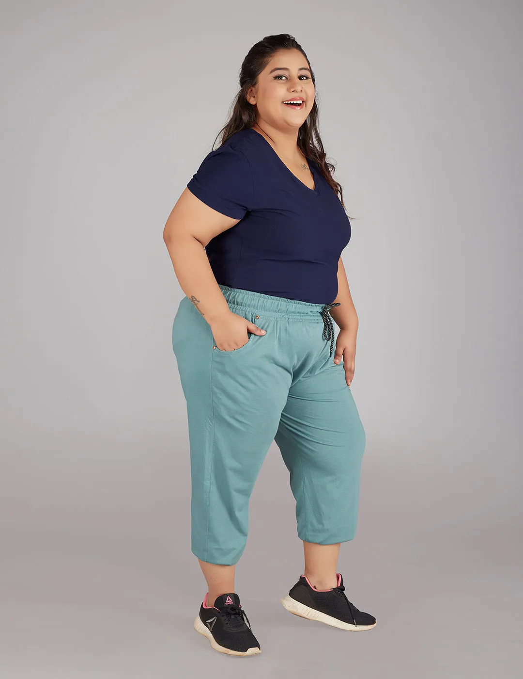 Plus Size Capris For Women - Cotton Capri Pants - Sage