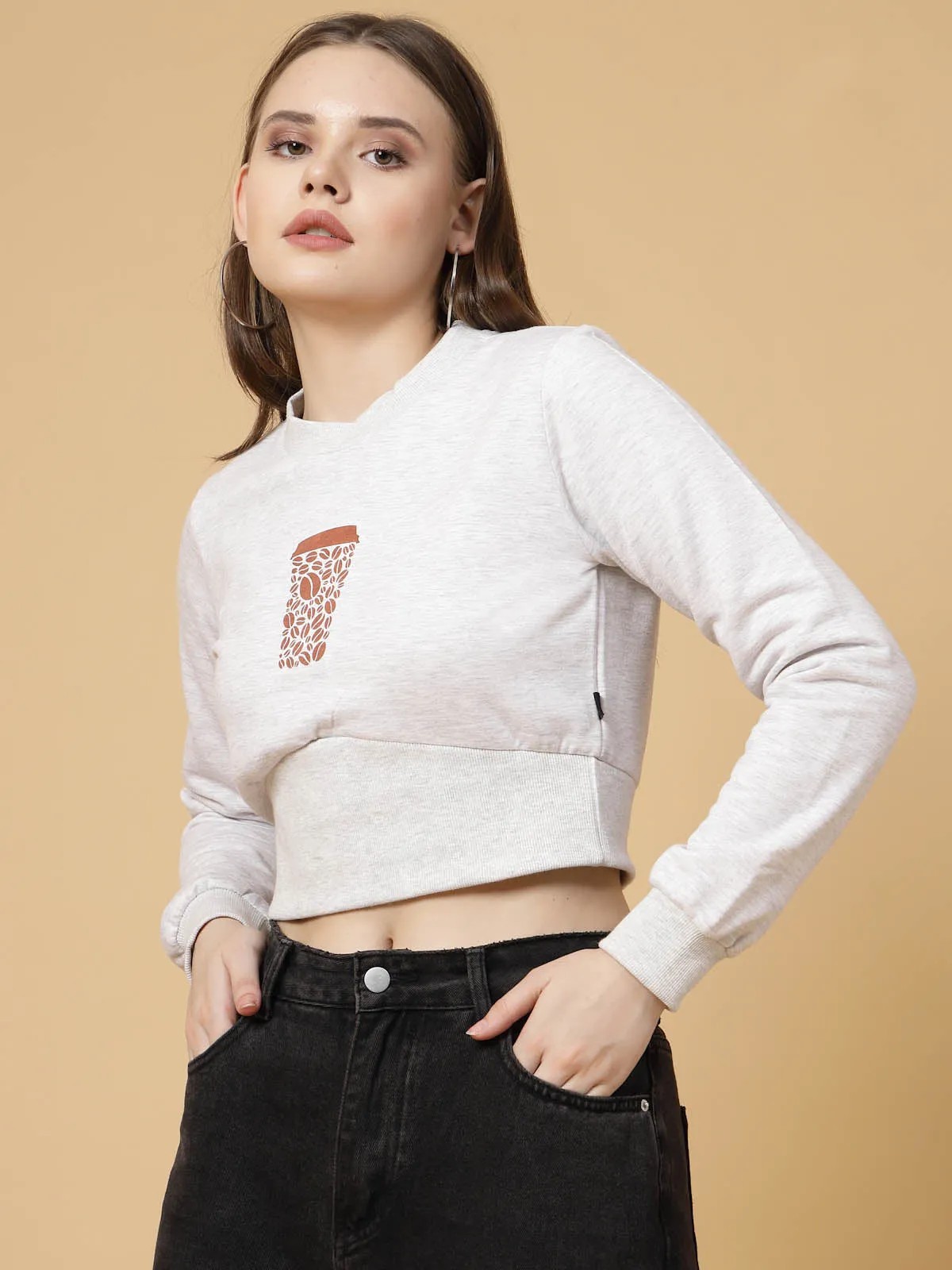 Printed Crop Sweatshirt